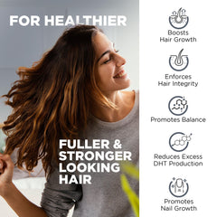 Ingredientes clave: Biotina, Saw Palmetto, té verde y calabaza para el cabello