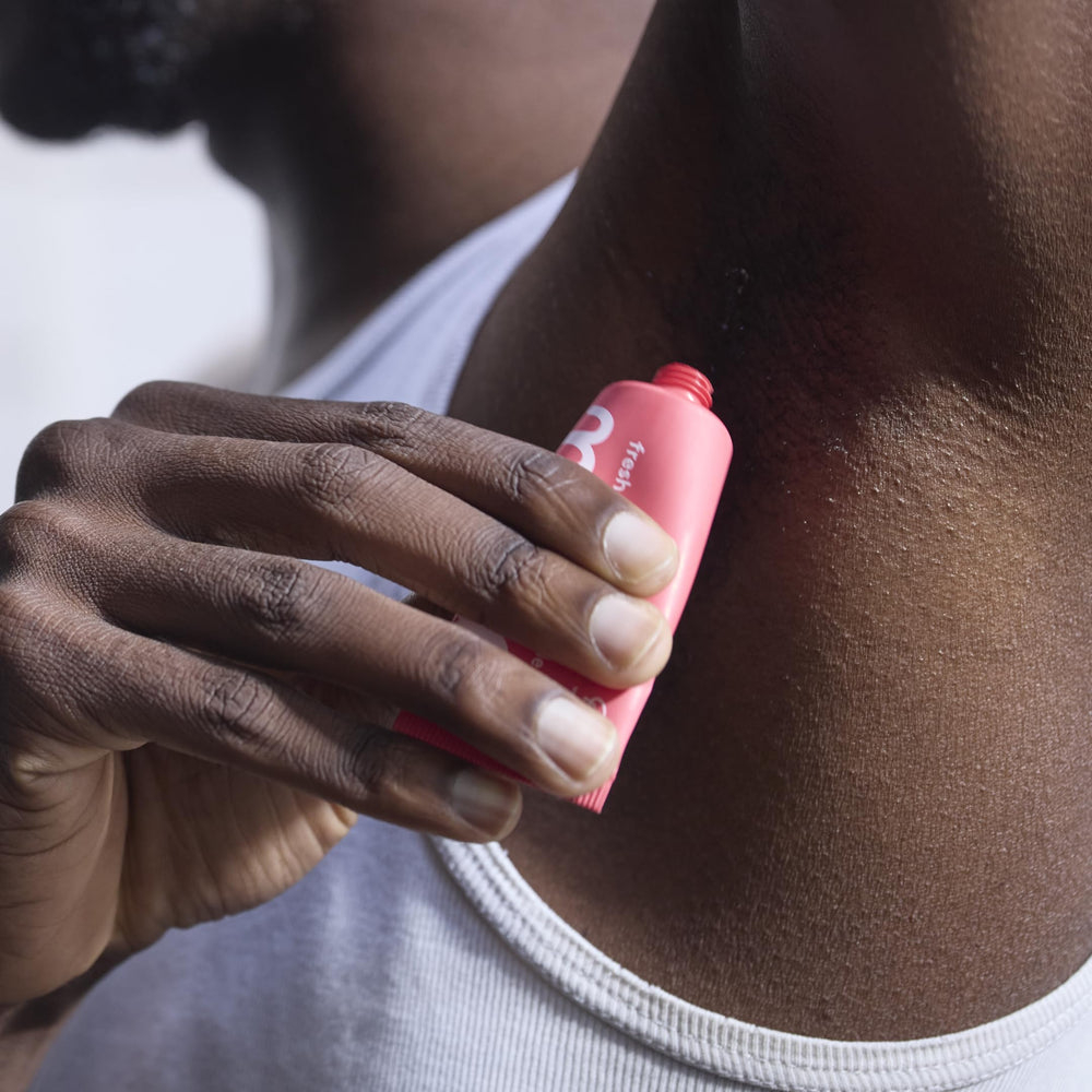 Application shot shows smooth Nuud use for underarms.