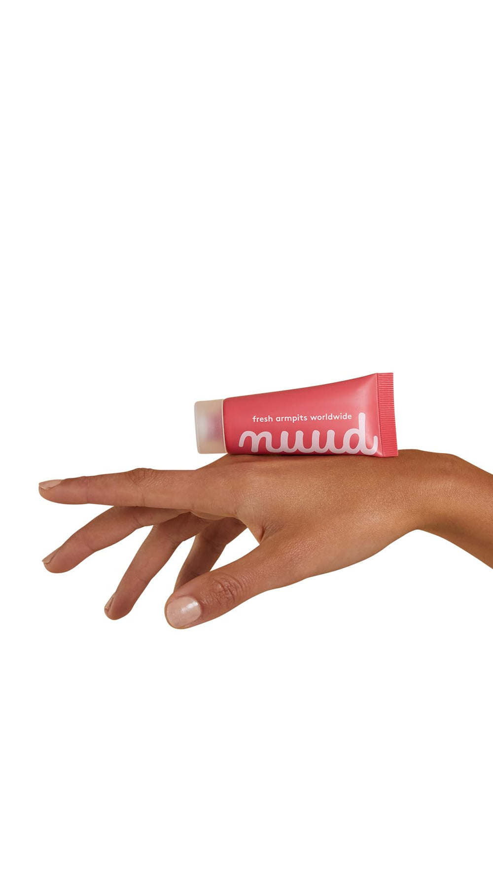 Nuud Smarter Pack cream application illustrating easy pea-sized dab.