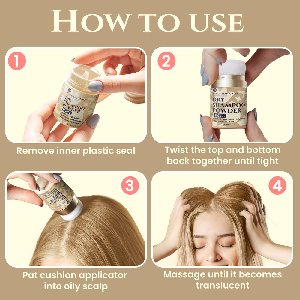 Nuva Botanicals Blonde Dry Shampoo powder with biotin for healthier-looking hair