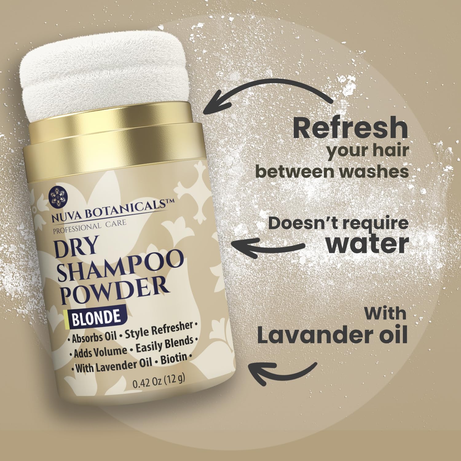 Nuva Botanicals Eco-friendly non-aerosol formula absorbs oil gently