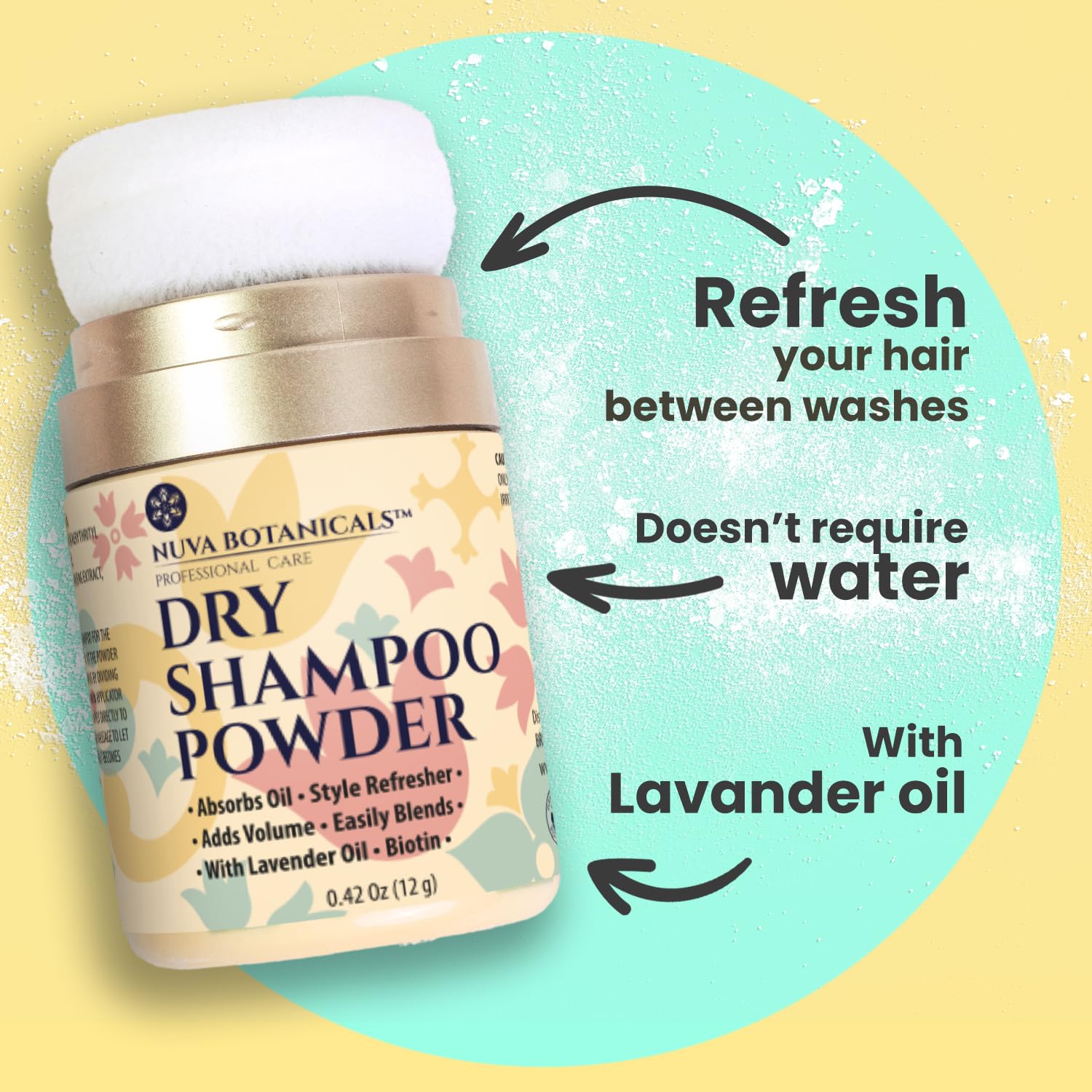Nuva Botanicals travel-size dry shampoo set fits in bags for busy days.