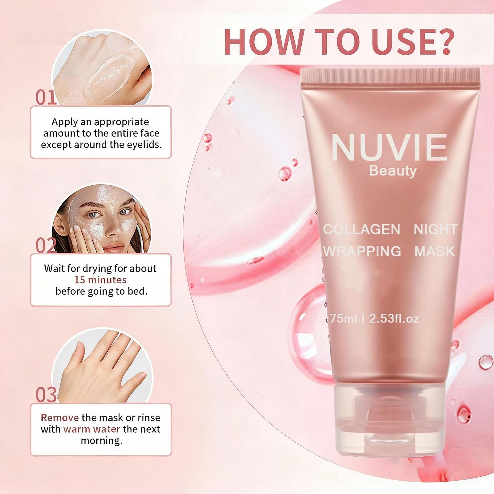 Nuvie Beauty ingredientes botánicos, fórmula suave para piel sensible.