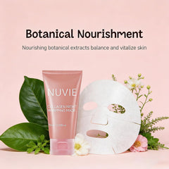 Nuvie Collagen Overnight Mask application on clean skin for hydration.