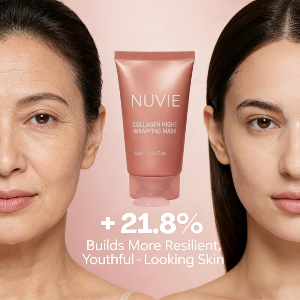 Nuvie Collagen Overnight Mask drying stage forms a light peel.