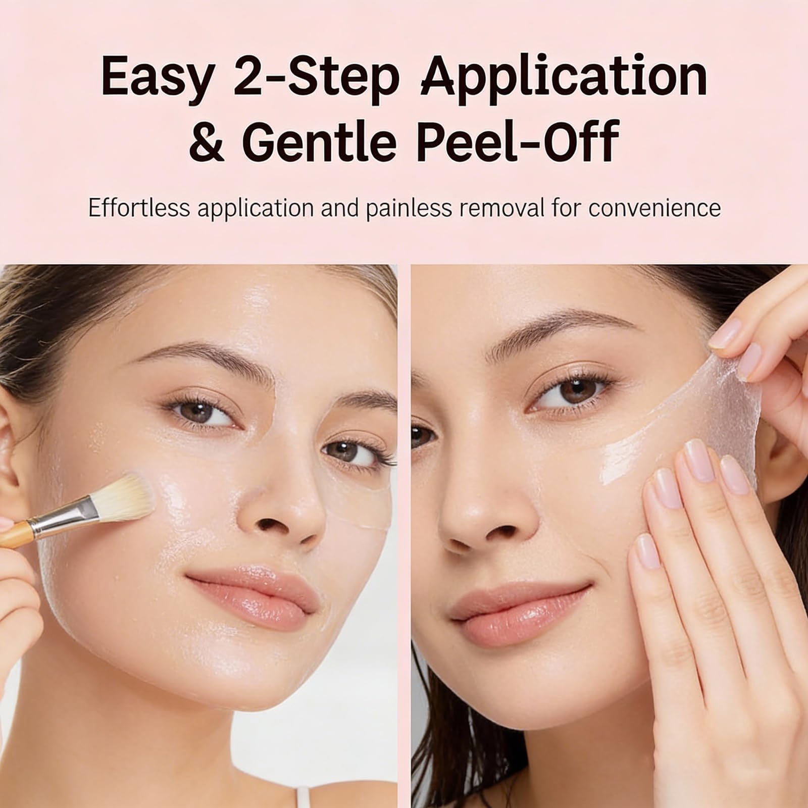 Nuvie Collagen Overnight Mask peel-off reveals refreshed skin.
