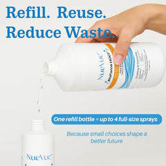 NueVue BioForce HOCl refill label close-up shows purity and branding.