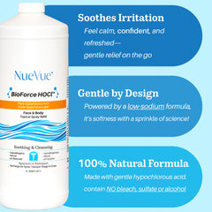 NueVue BioForce HOCl refill packaging box highlights eco-friendly design.