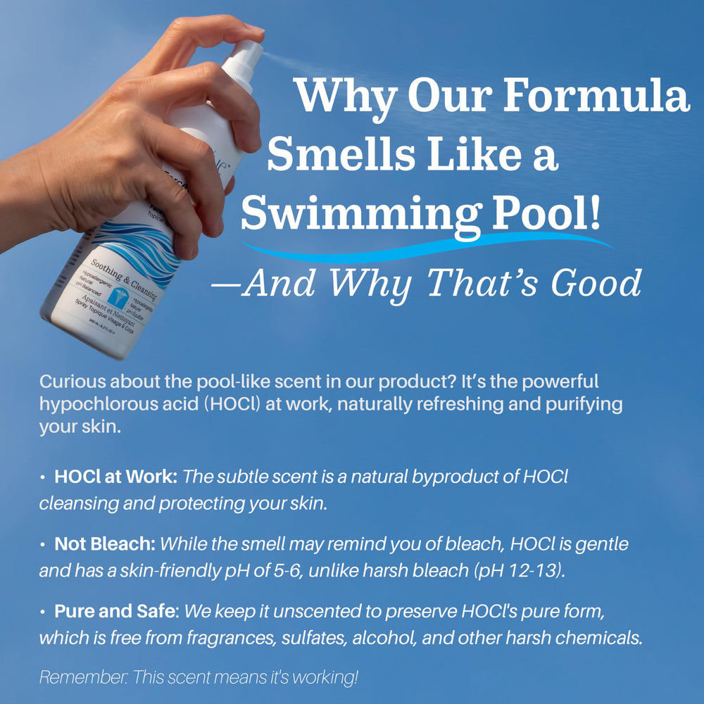 NueVue BioForce HOCl refill in use on skin for gentle care.