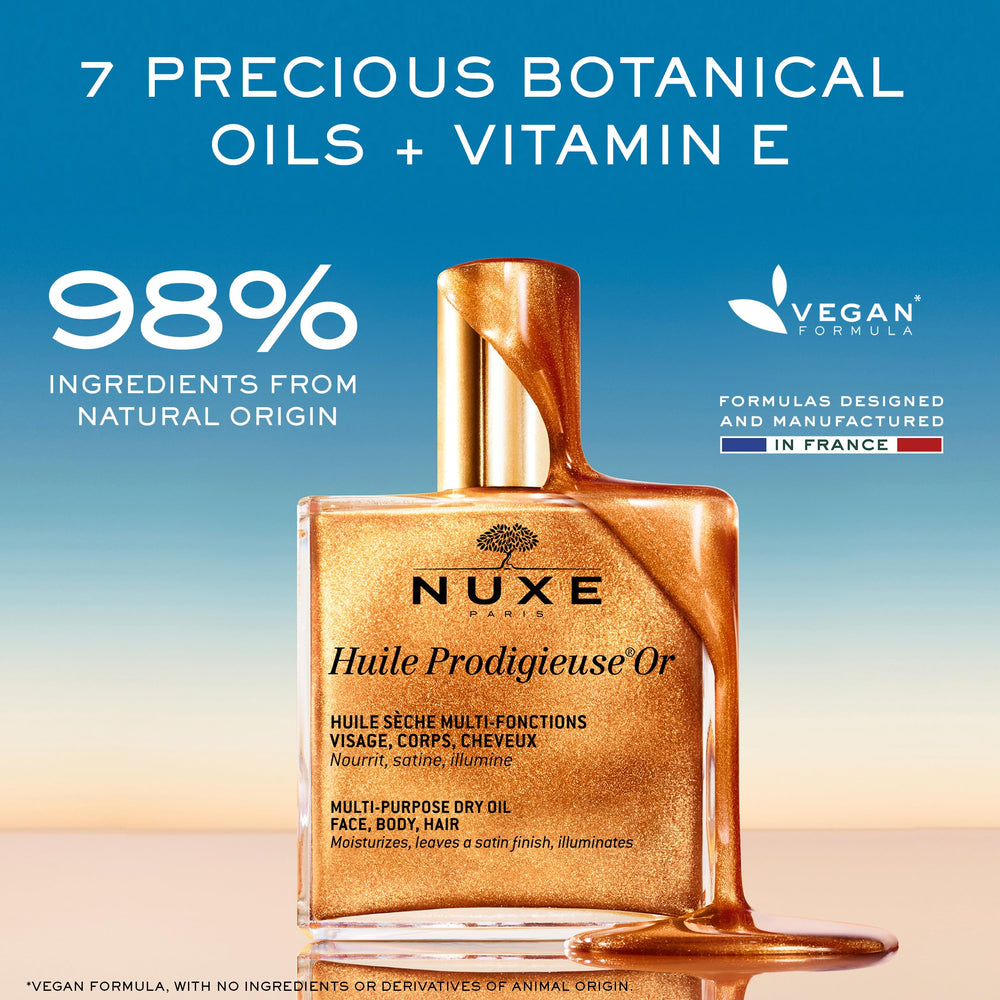 Nuxe Huile Prodigieuse Shimmer hair shine on light-reflecting strands