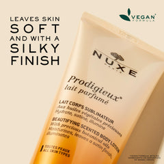 Satin finish visible as the lotion glides smoothly on skin