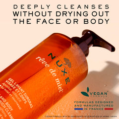 Honey ingredients highlight natural-origin components for skin comfort.