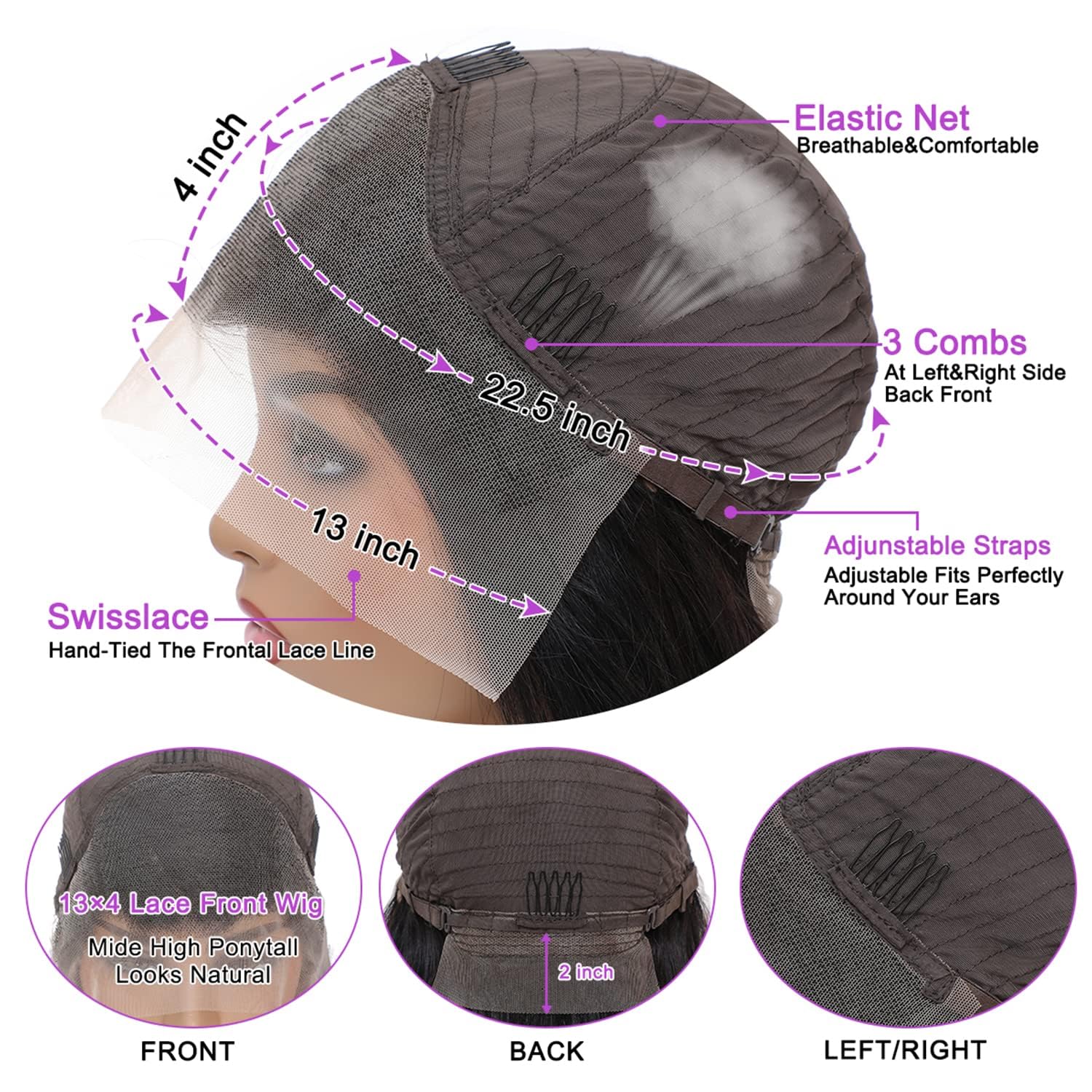 NVL Back lace area supports ponytails for versatile styling options