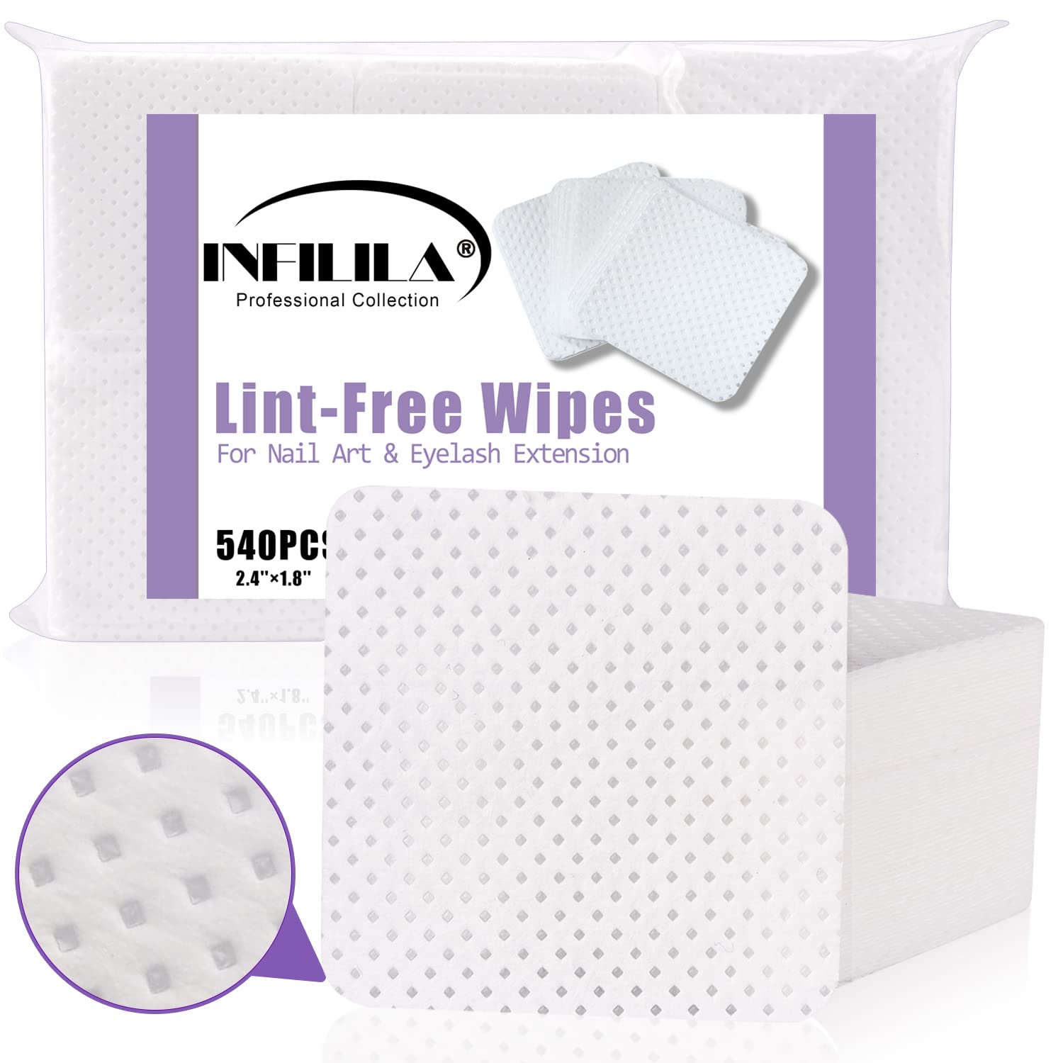 NXJ INFILILA lint-free nail wipes packaging ready for professional salon use