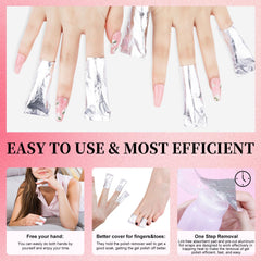 Manos con envolturas NXJ INFILILA removiendo gel de uñas