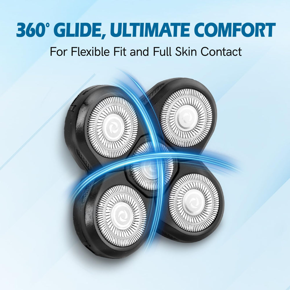 NXPPYY Waterproof head shaver blades suitable for both wet and dry use.