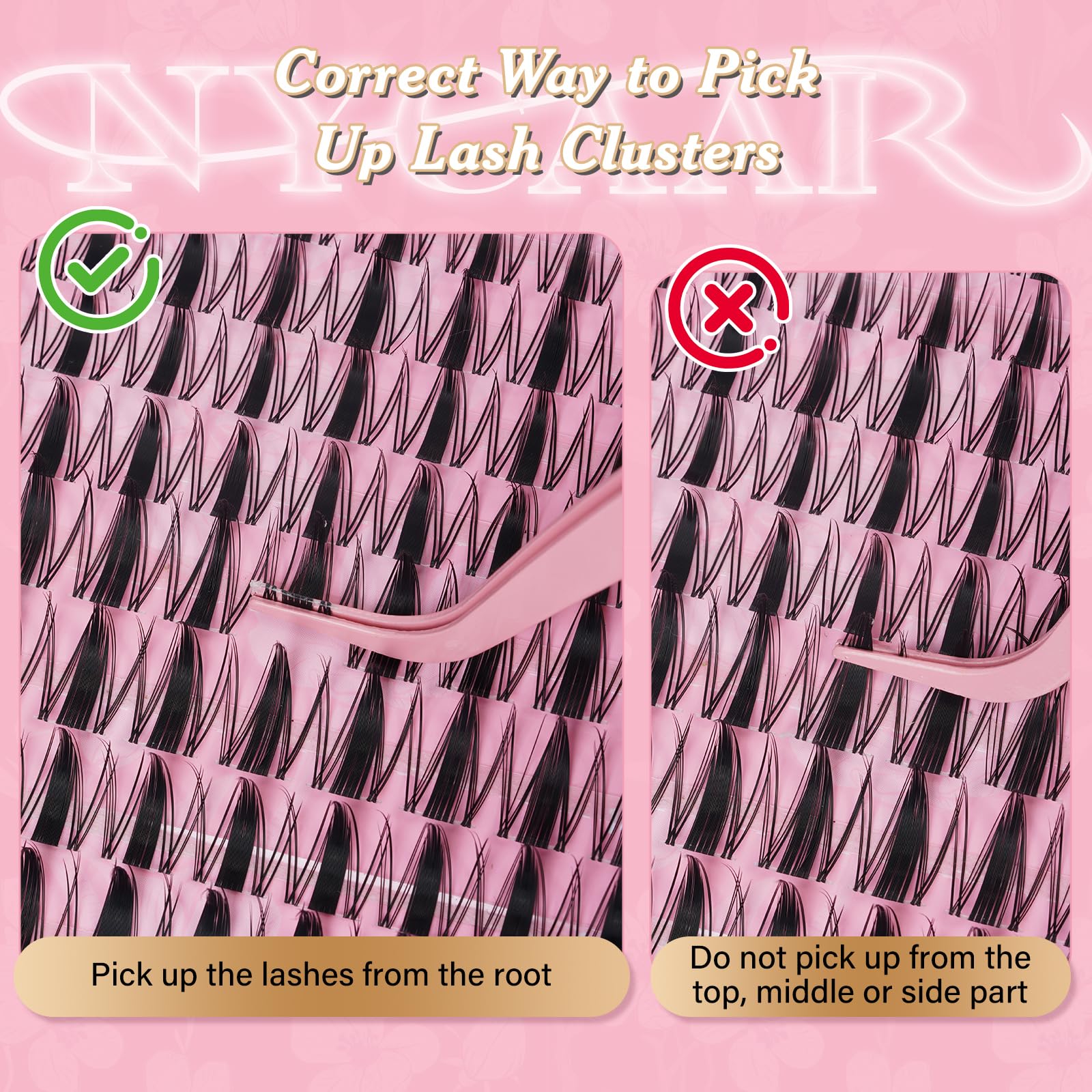 Hand-crafted, lightweight NYCAAR lash clusters for comfortable styling.