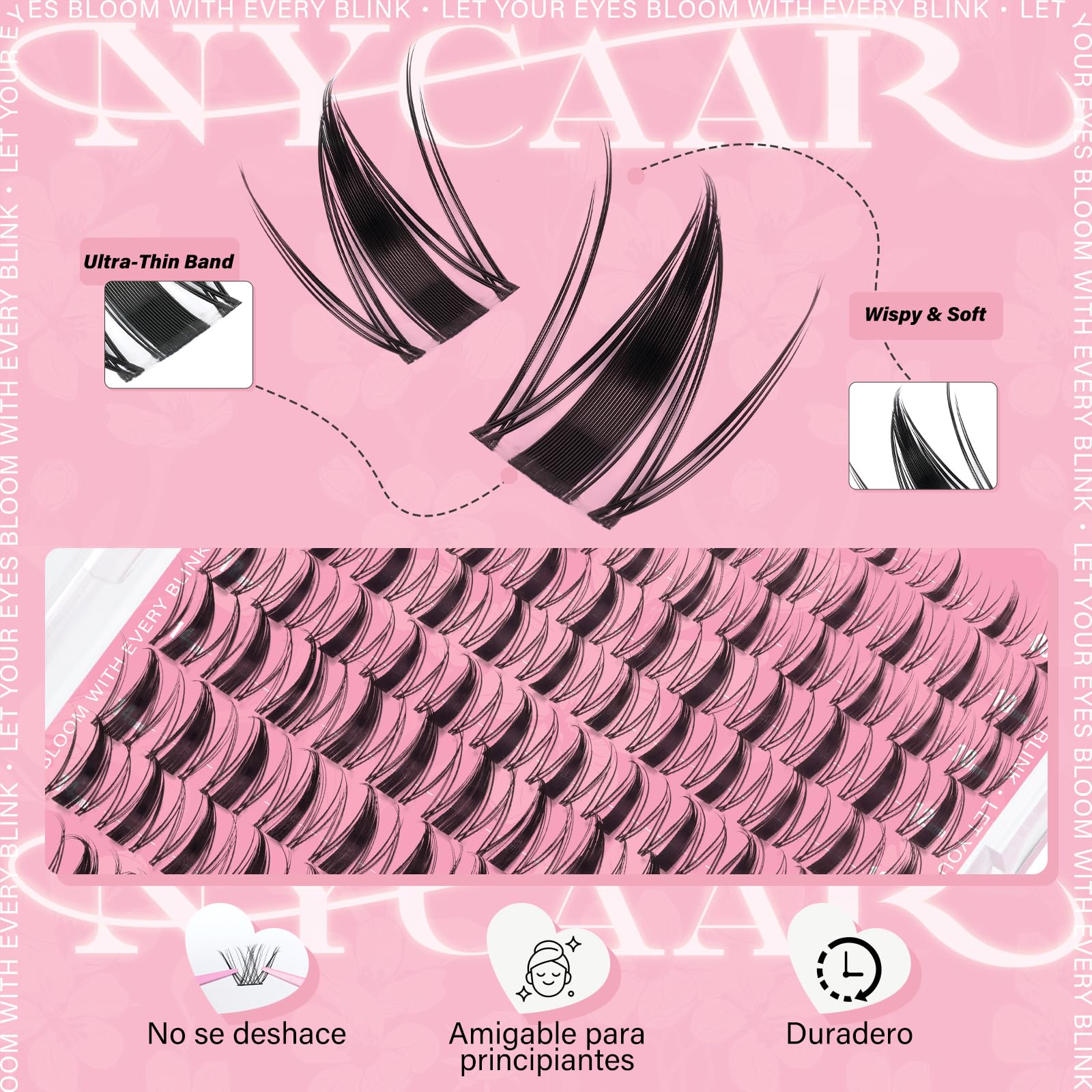 Lash applicator included for precise cluster placement.