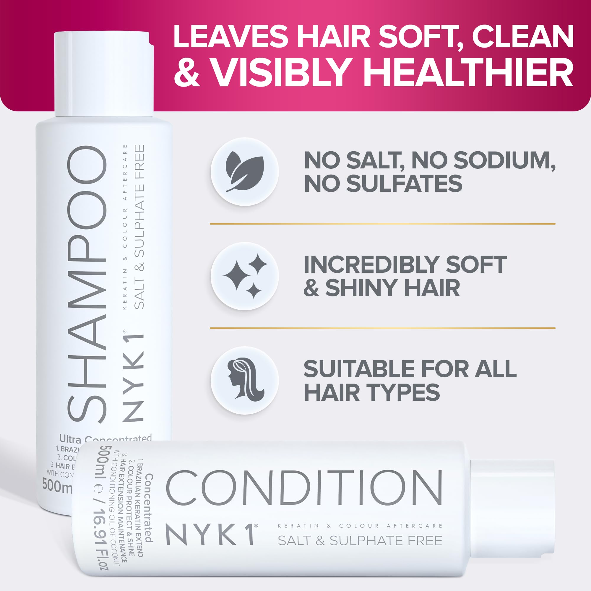 nyk1 extensions-friendly shampoo bottle supports bond-safe cleansing