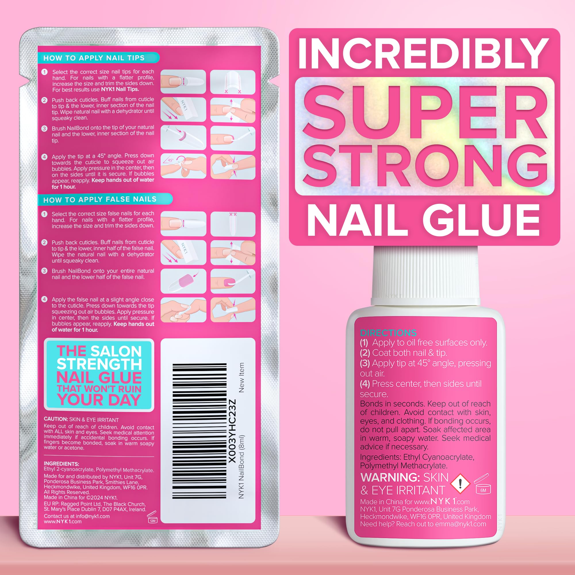 NYK1 NailBond glue side profile highlights a compact, mess-free brush design.
