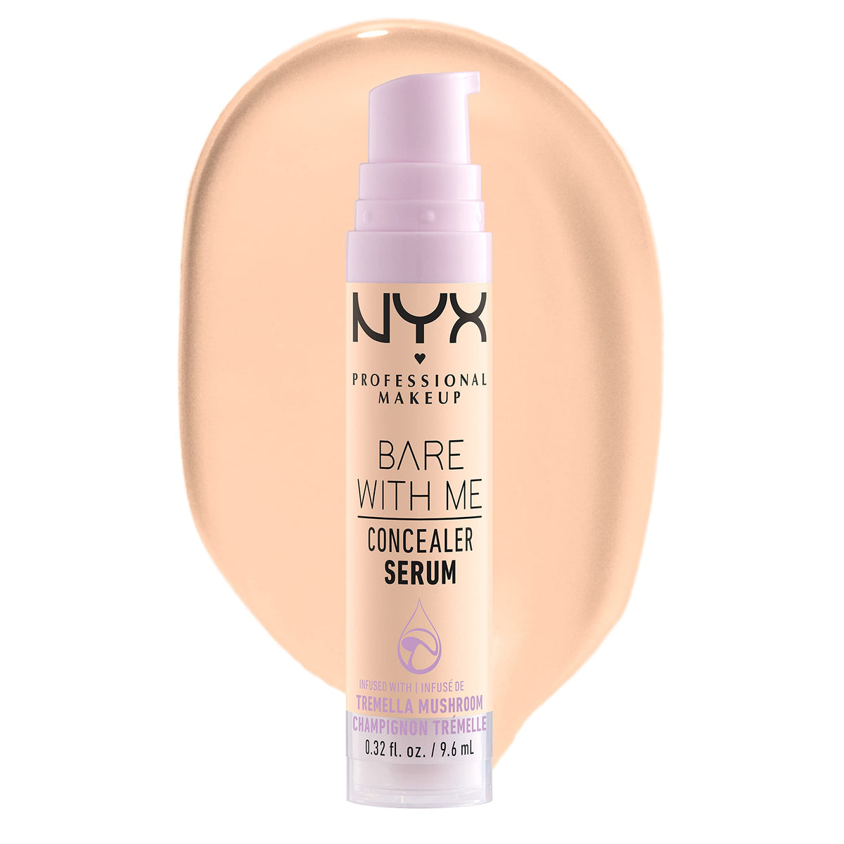 NYX Bare With Me Corrector en suero aplicado en la cara con hidratación y cobertura suave