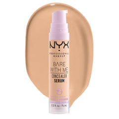 NYX Bare With Me Concealer Serum ofrece hidratación 24h con acabado natural.
