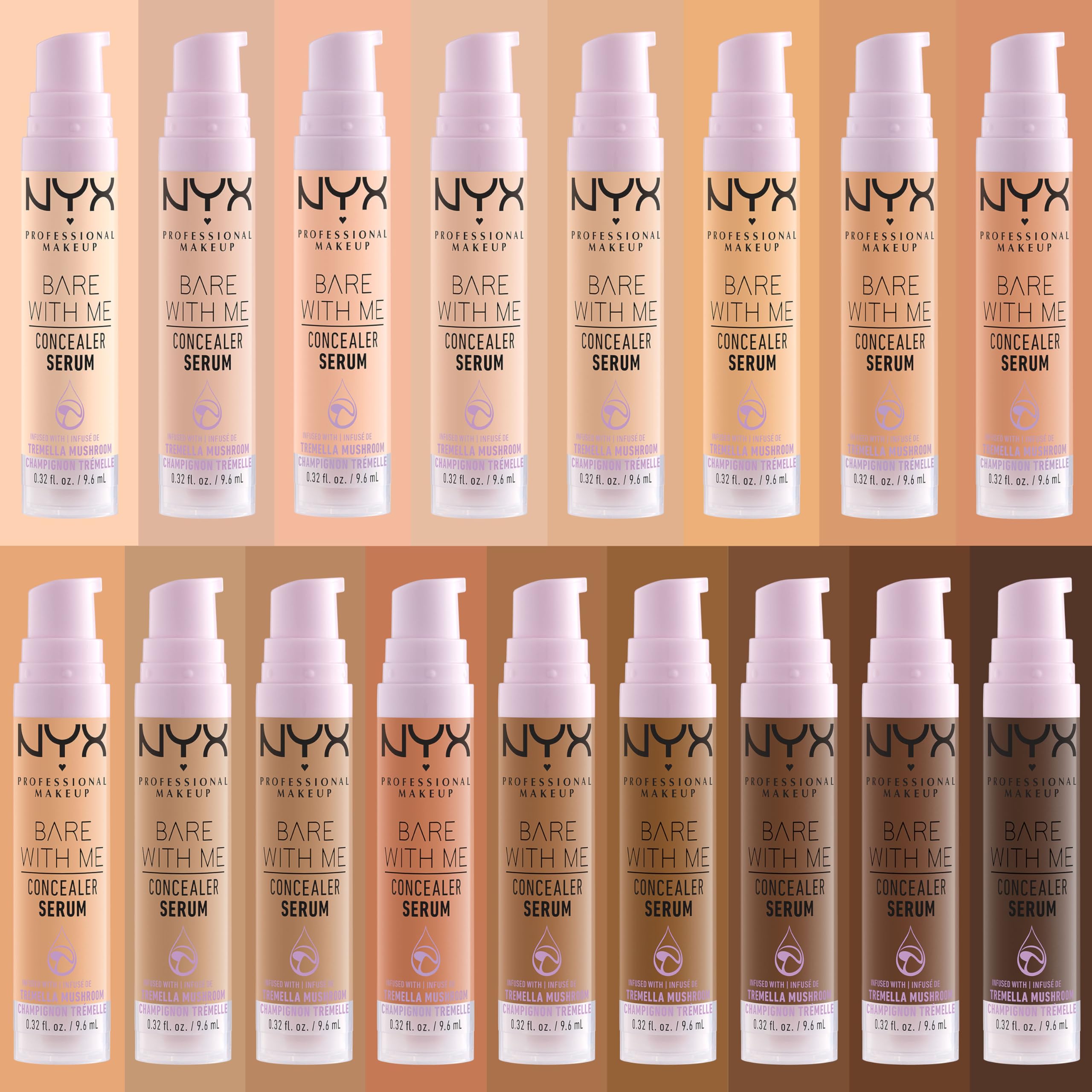 NYX Bare With Me Concealer Serum: ingredientes clave Tremella, Cica, té verde