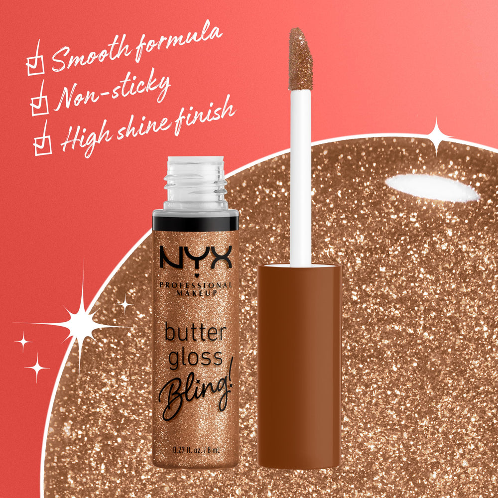 Swatches of NYX Butter Gloss Bling shades on skin