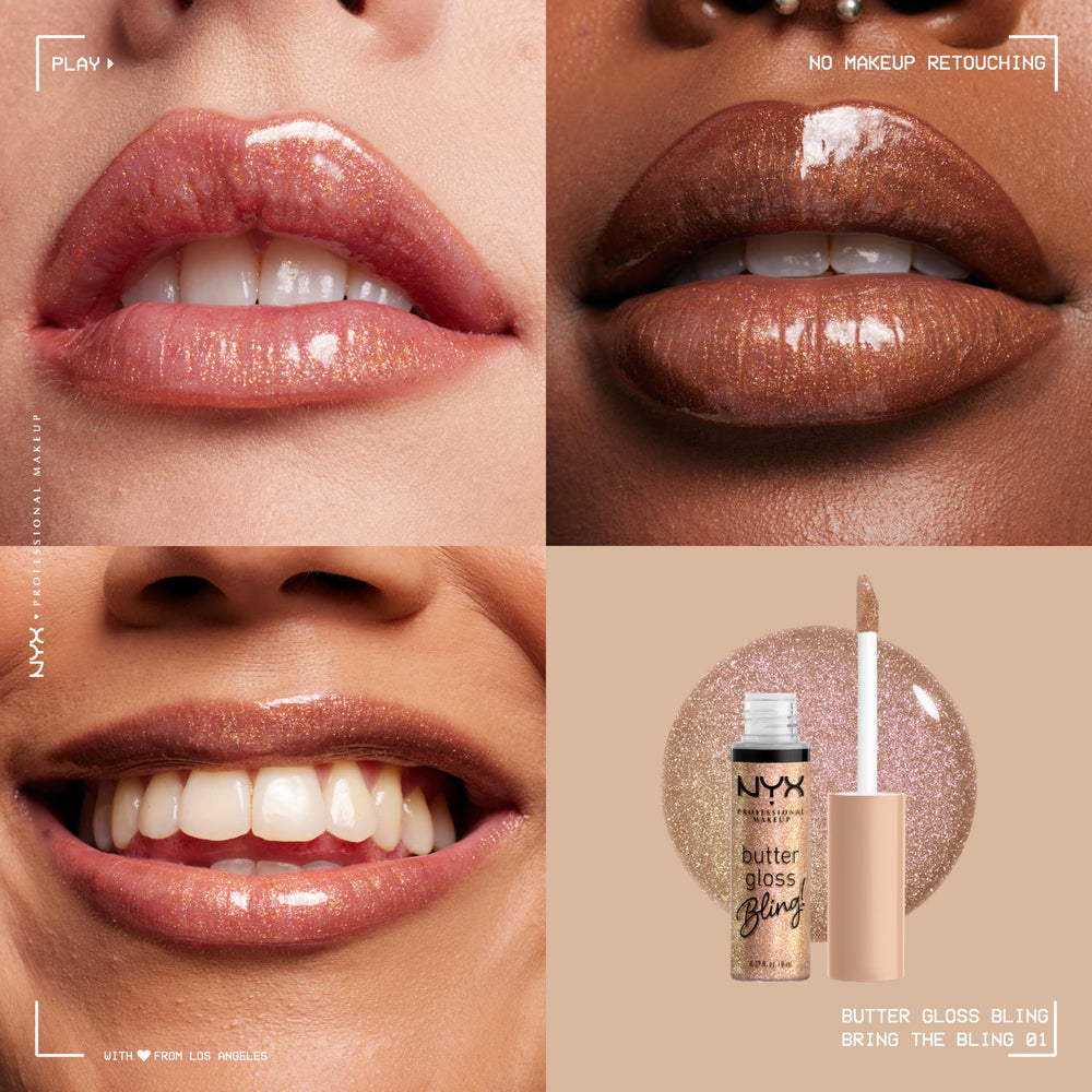 NYX Butter Gloss Bling doe-foot applicator delivers smooth, precise application