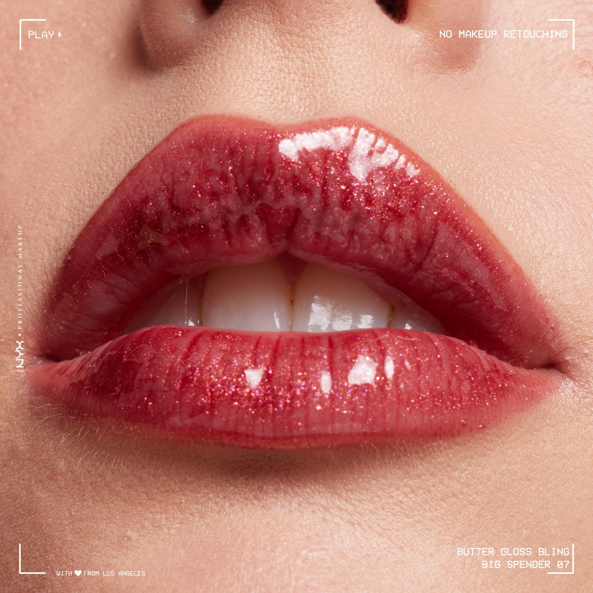 Lips wearing glossy finish from NYX Butter Gloss Bling.