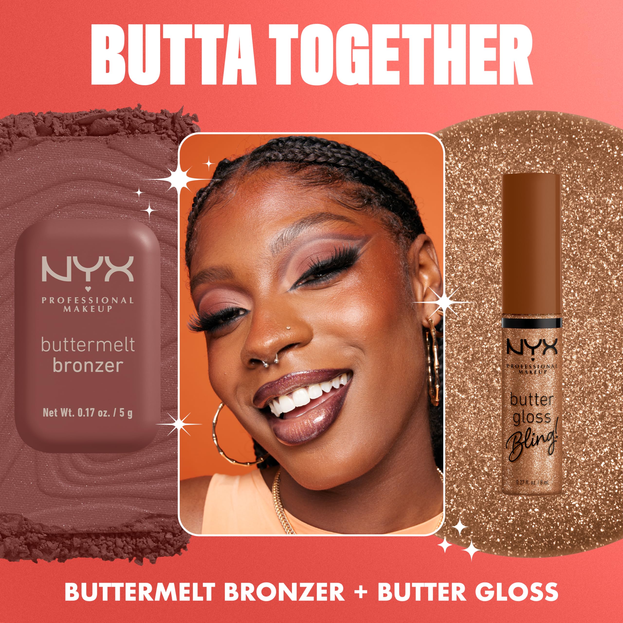 NYX Butter Gloss Bling worn on lips for glow