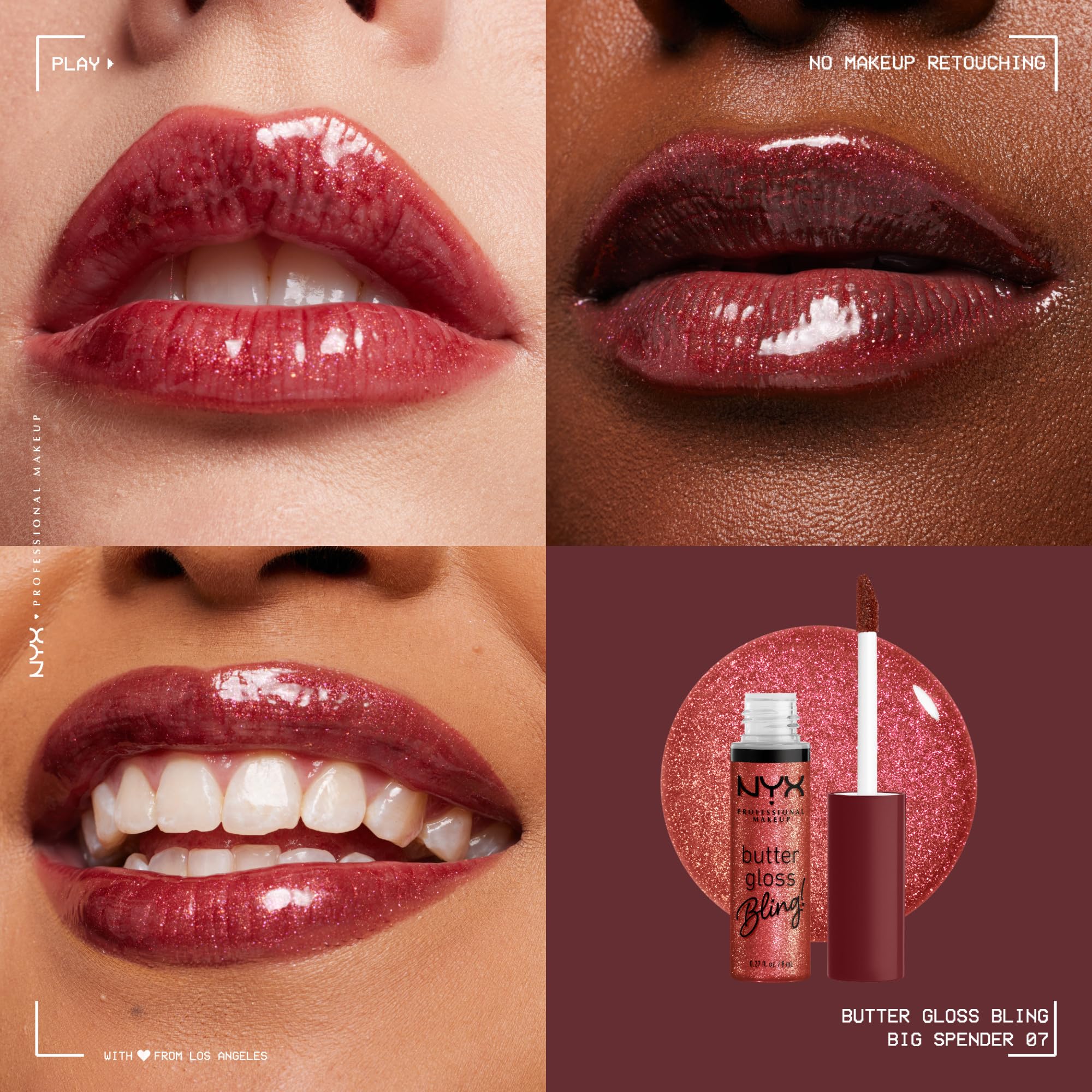 Wand applicator of NYX Butter Gloss Bling delivers creamy color.