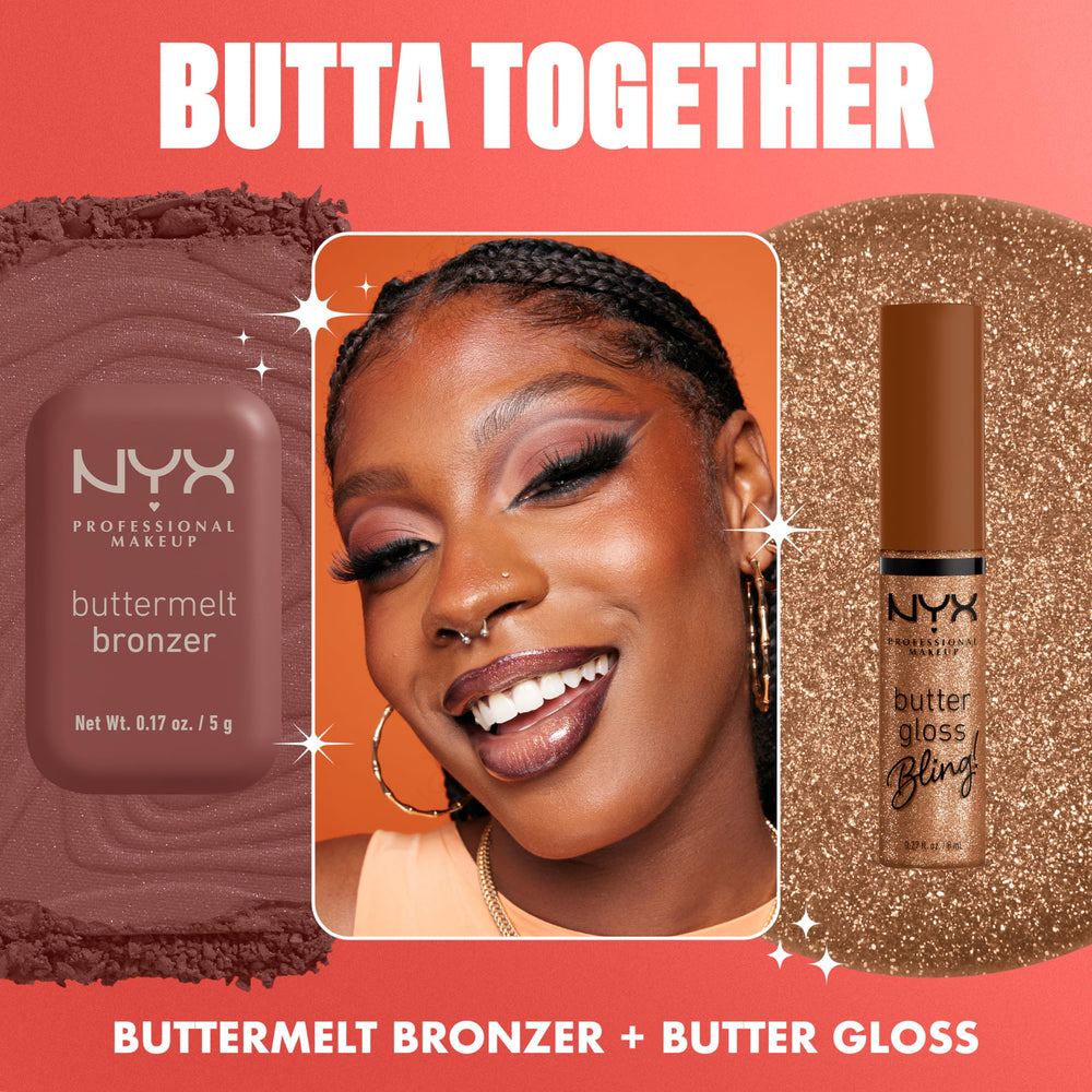 NYX Butter Gloss Bling close-up highlights bold sparkle and smooth finish.