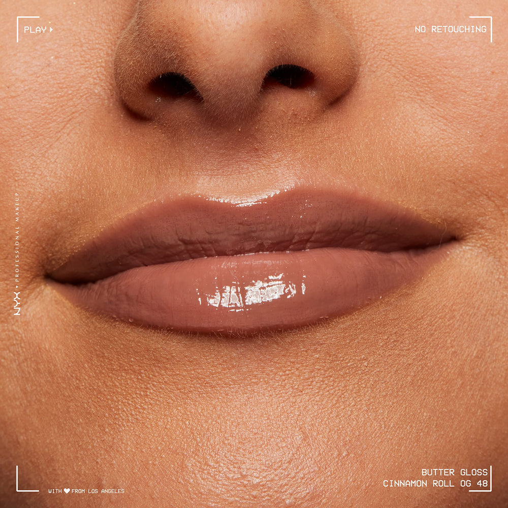 NYX Butter Gloss Brown Sugar cruelty-free branding and packaging.