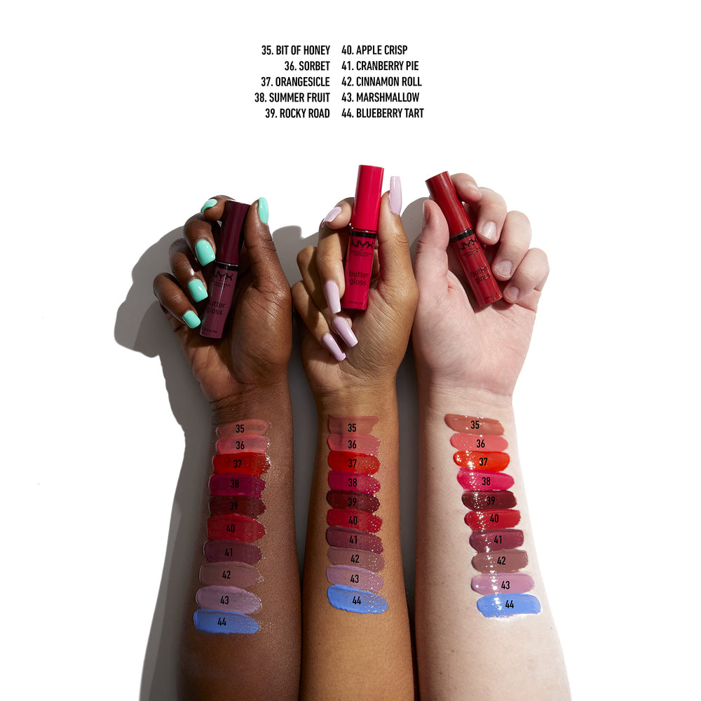 Sleek packaging of NYX Butter Gloss Cinnamon Roll