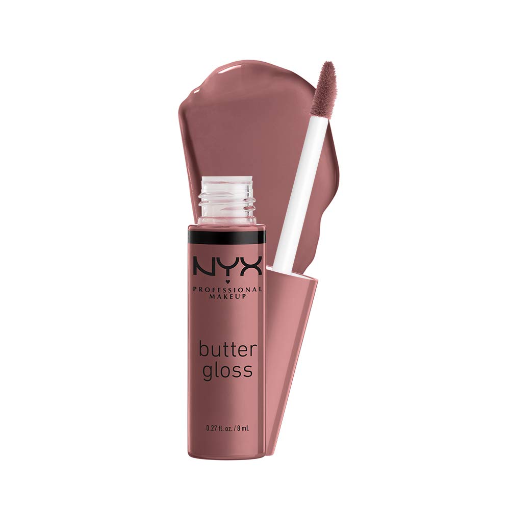 NYX Butter Gloss Cinnamon Roll tube close-up showing silky non sticky shine