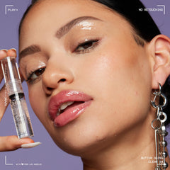 Clear gloss finish adds natural, radiant sheen to lips.