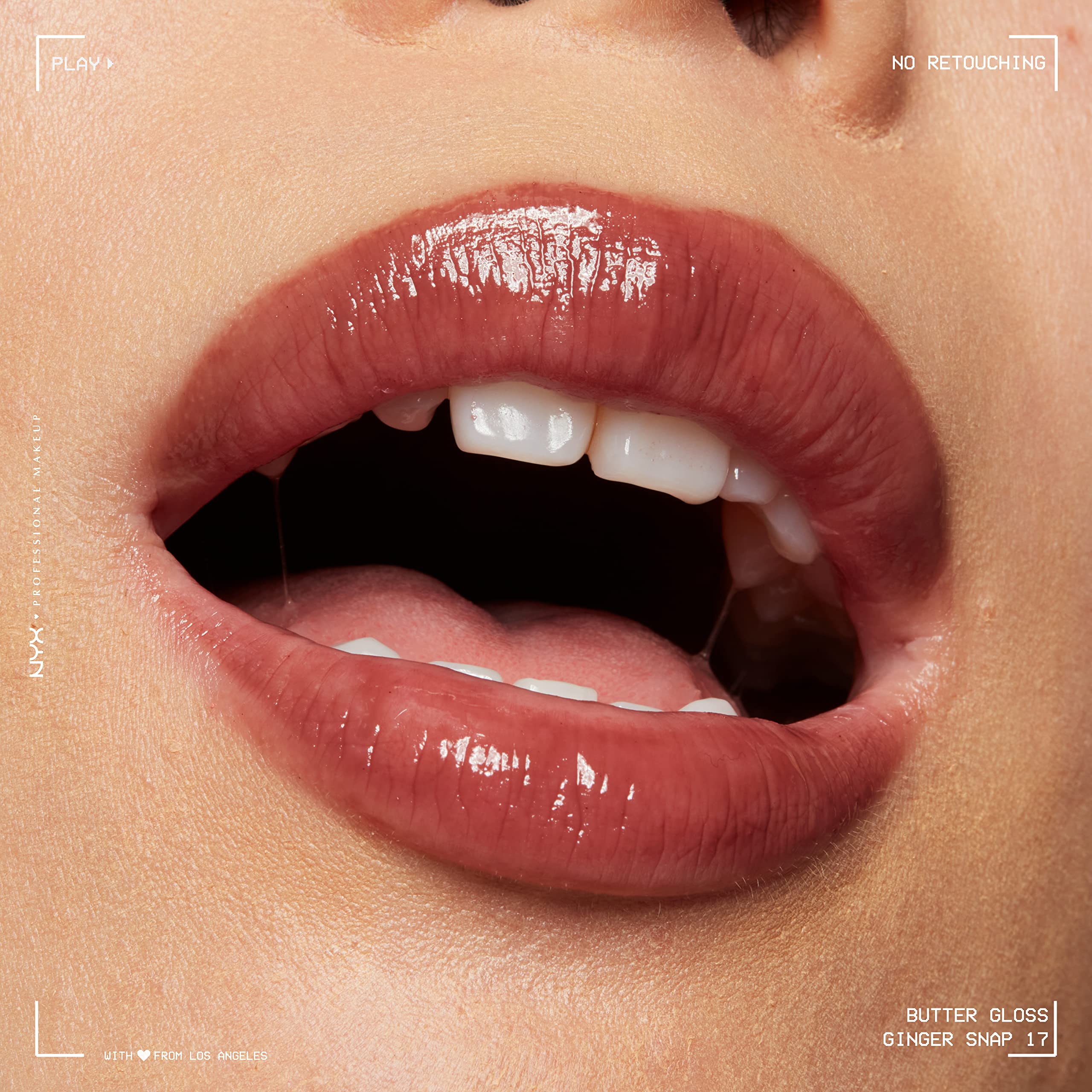 NYX Butter Gloss Ginger Snap close-up shows rich chocolate brown shade.