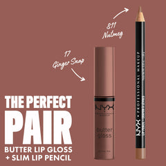 NYX Butter Gloss Ginger Snap lips showcase kissable, glossy finish.