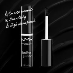 Lips with Licorice Black Butter Gloss showing comfortable wear test.