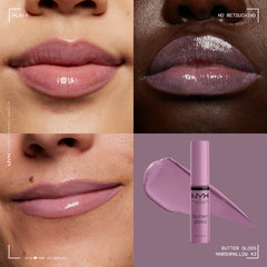 NYX Butter Gloss Marshmallow close-up glaze highlights silky texture and glassy finish