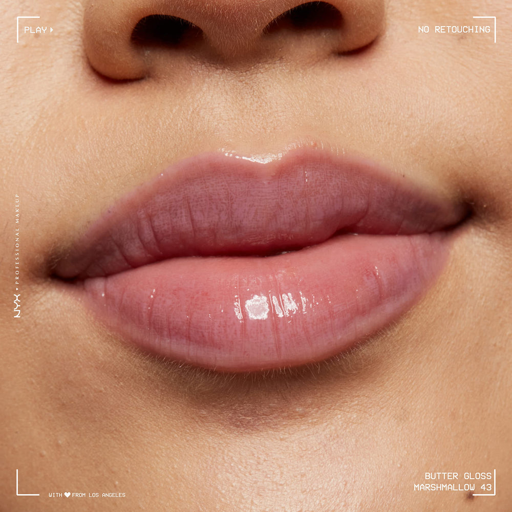 NYX Butter Gloss Marshmallow glow completes a natural makeup look