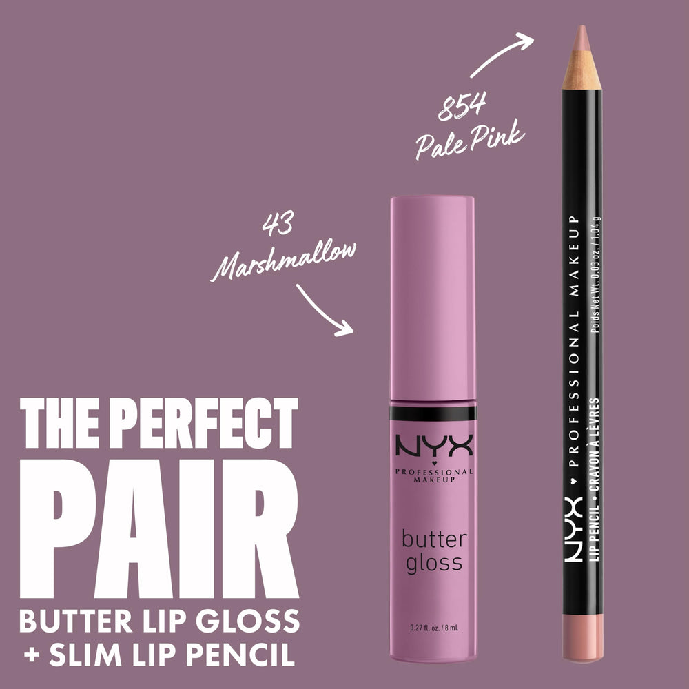 NYX Butter Gloss Marshmallow wand application shows smooth, even gloss without drag