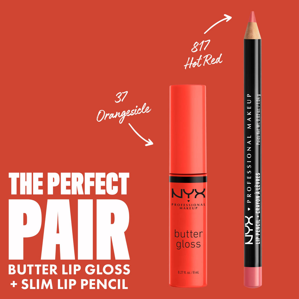 NYX Butter Gloss Orangesicle on lips shows glossy, even finish
