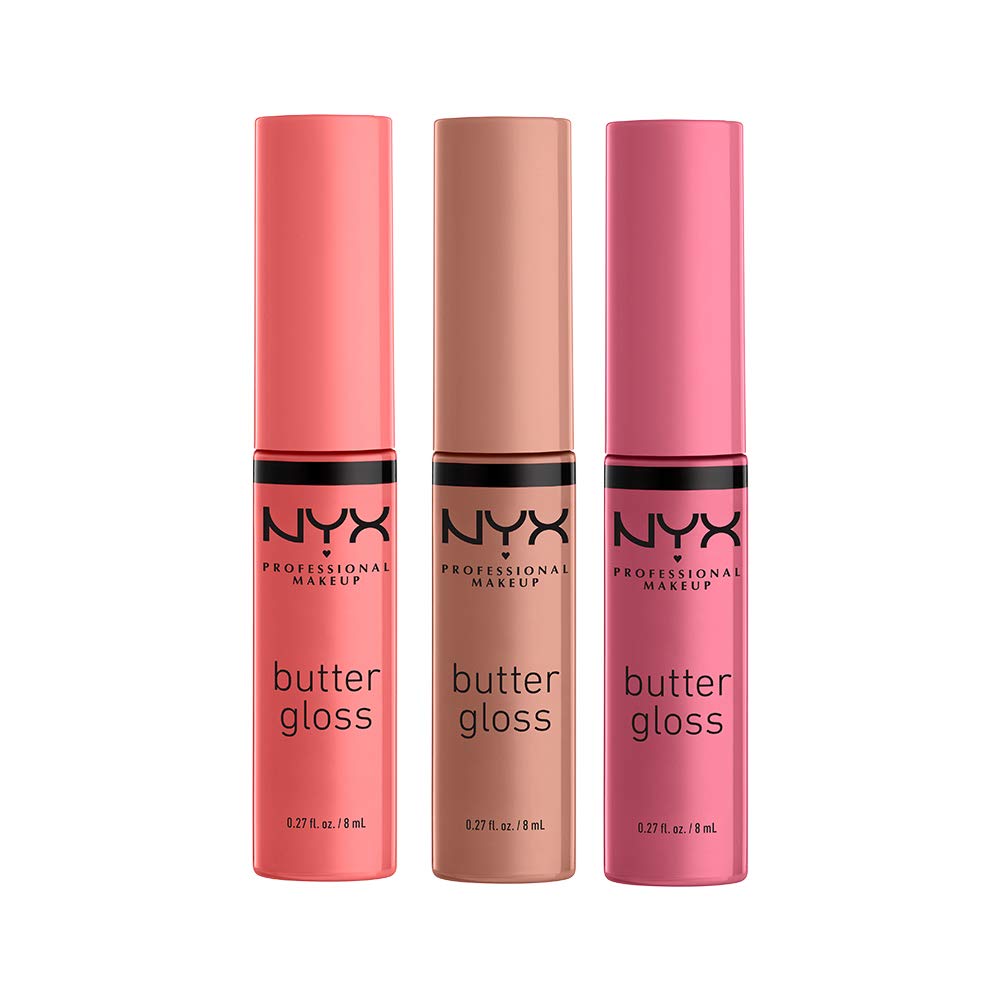 NYX PROFESSIONAL MAKEUP Butter Gloss Pack 3 Pastel de Ángel para labios suaves y brillantes.