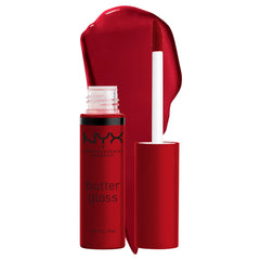 NYX Butter Gloss Rocky Road wine bottle shows silky, non-sticky shine