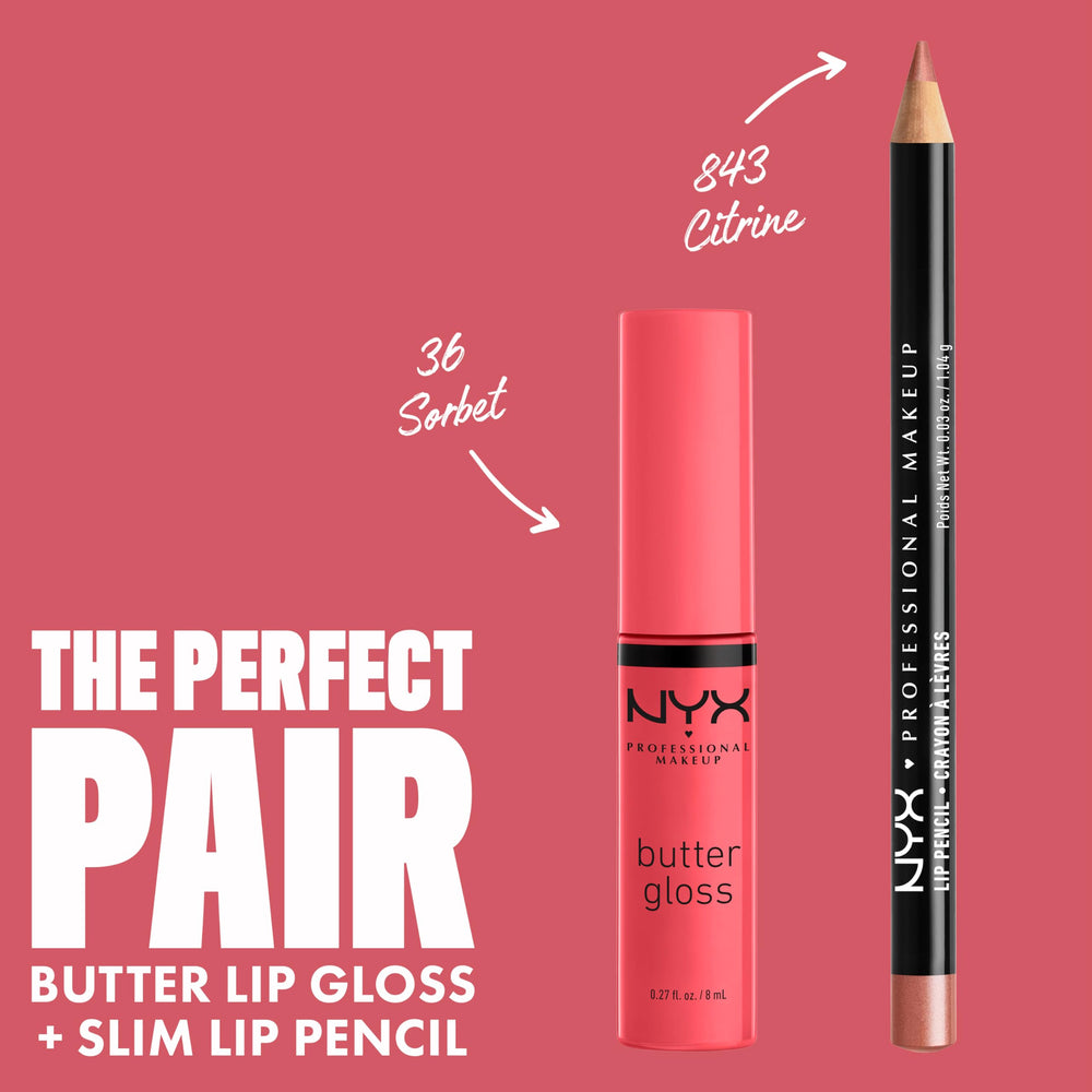 Closeup of NYX Butter Gloss Sorbet texture and finish