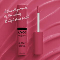 NYX Butter Gloss Strawberry Cheesecake tube closeup for quick touchups