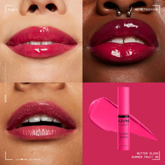Applying NYX Butter Gloss Summer Fruit yields non-sticky, comfortable lips