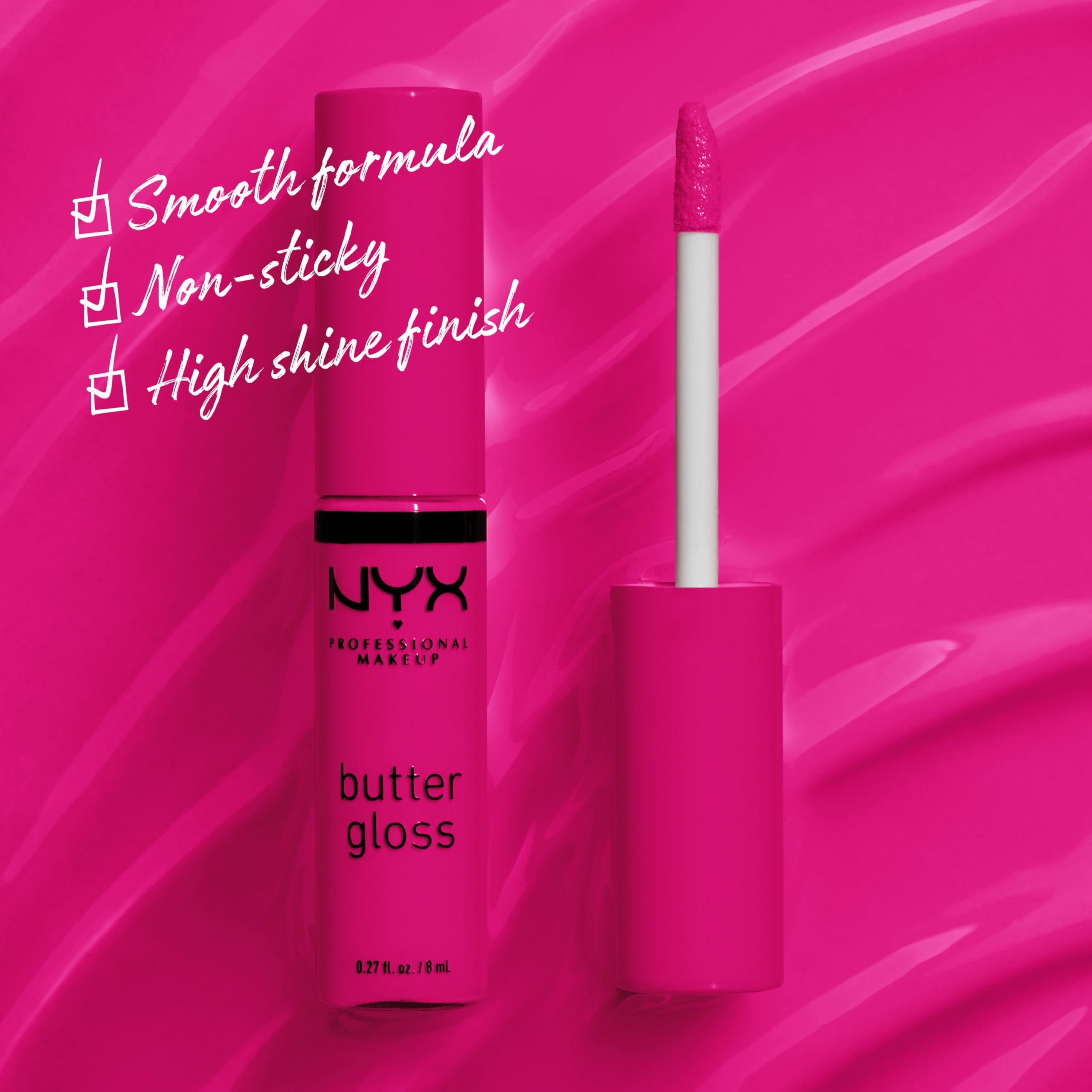 NYX Butter Gloss swatches reveal sheer to medium color and smooth texture